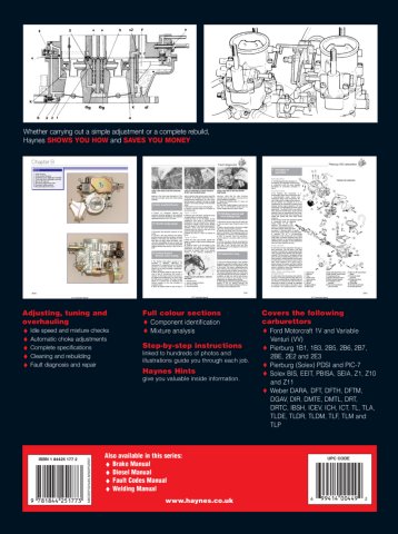 Haynes 4177 Carburettor manual